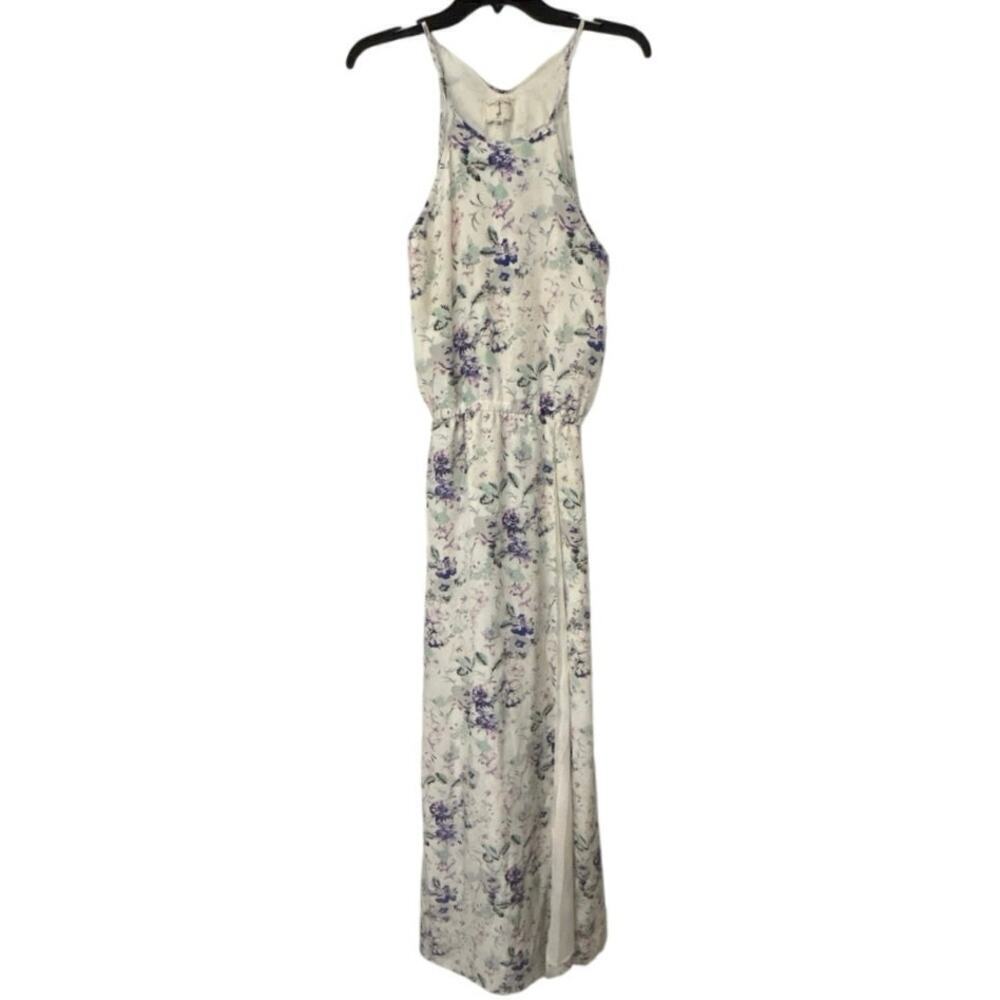 Winds Of Change Silk Blend Floral Whimsical Fairycore Halter Neck Maxi Dress SM